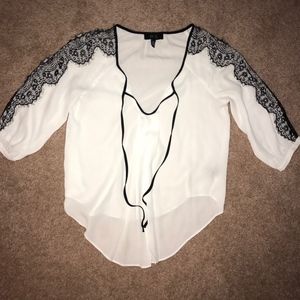 White Blouse with Black Lace